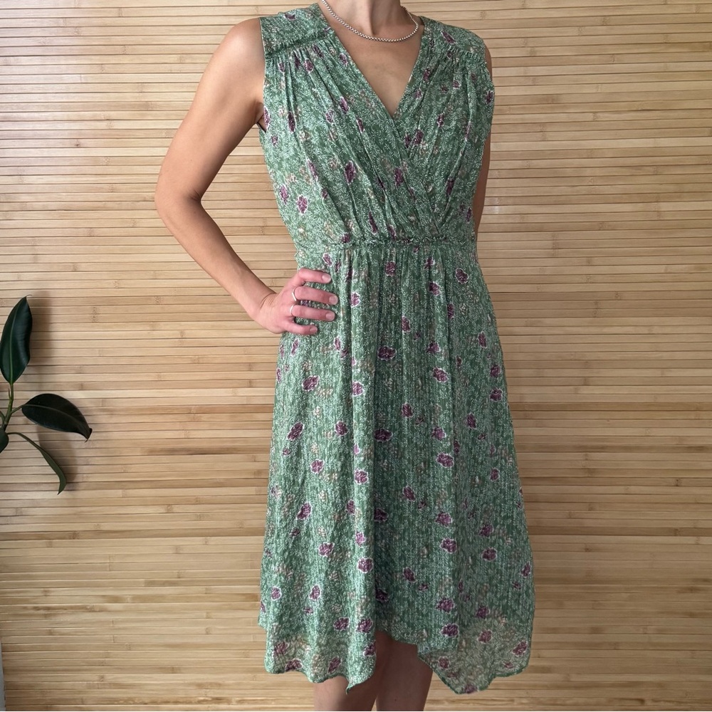 Nordstrom Green Sleeveless V-Neck Midi Dress
